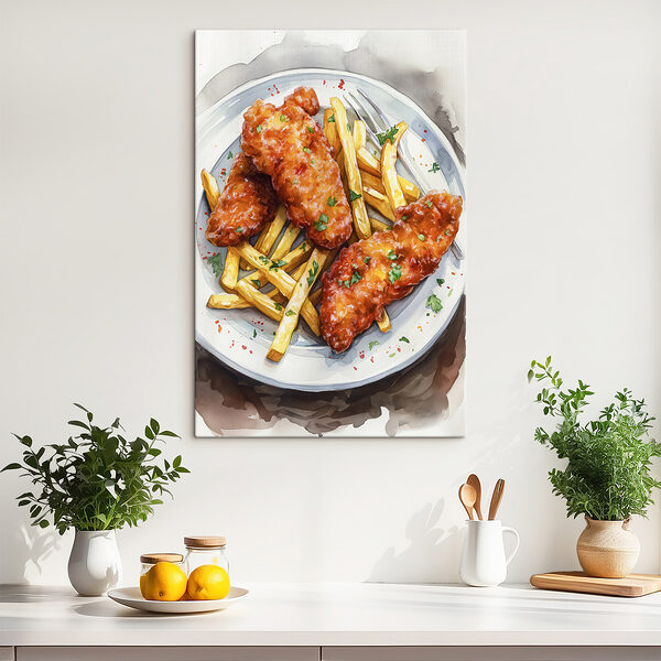Quadri Quadri Piatto di ali di pollo e patatine fritte (COD: s39708)