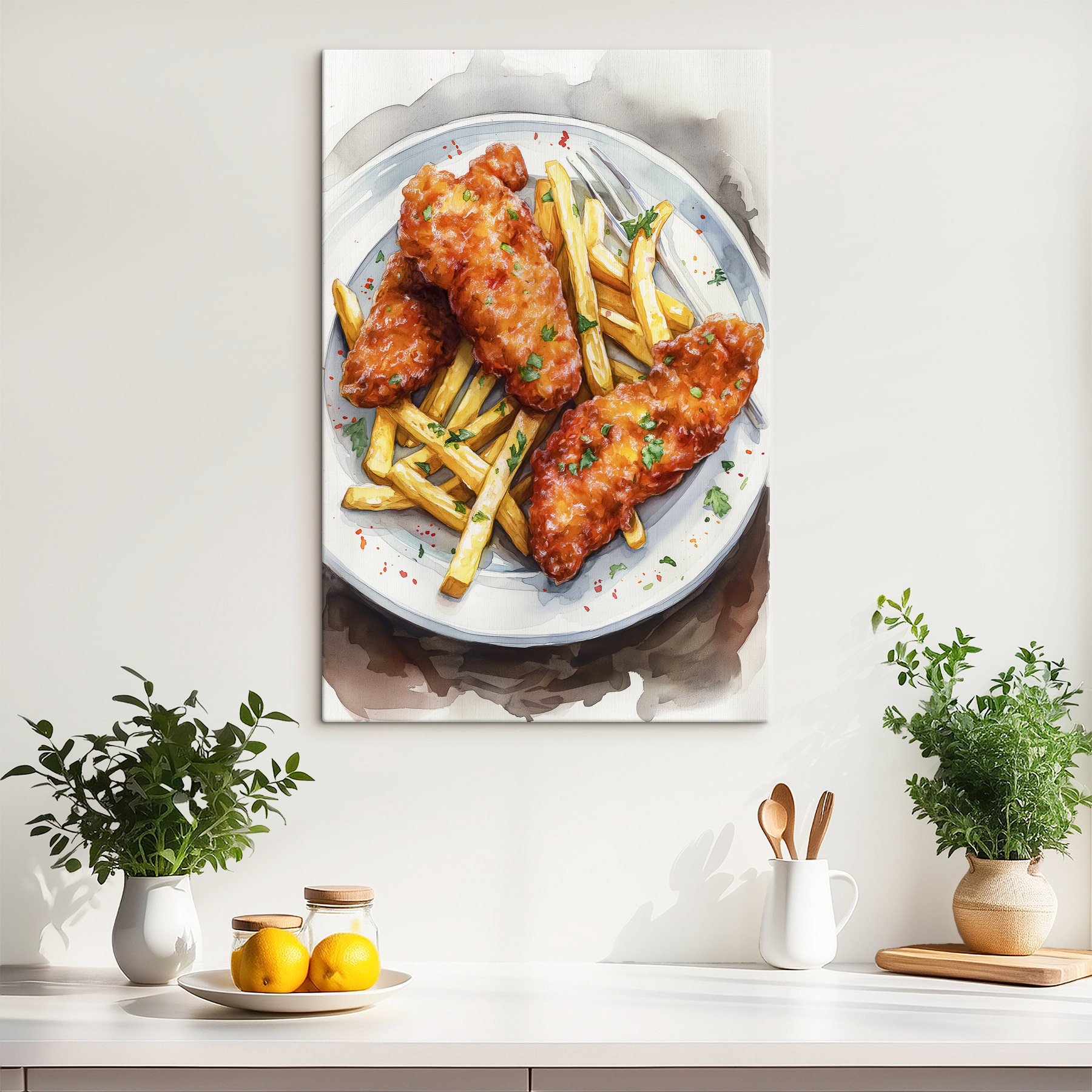 Plate of chicken wings and fries