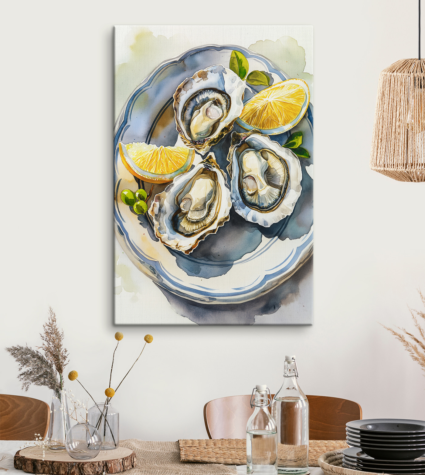 Plate of oysters and lemons Plate of oysters and lemons