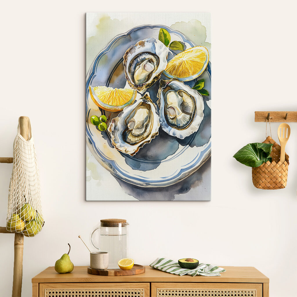 Plate of oysters and lemons Plate of oysters and lemons