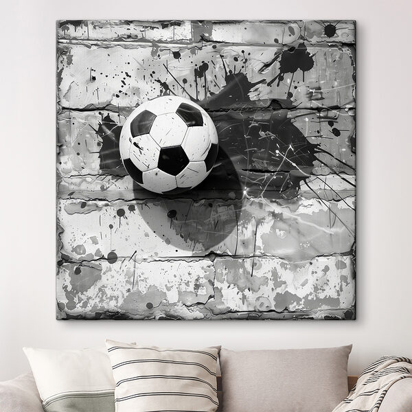 Quadri Pallone da calcio contro un muro di mattoni (COD: s39684) Quadri Quadri Pallone da calcio contro un muro di mattoni (COD: s39684)