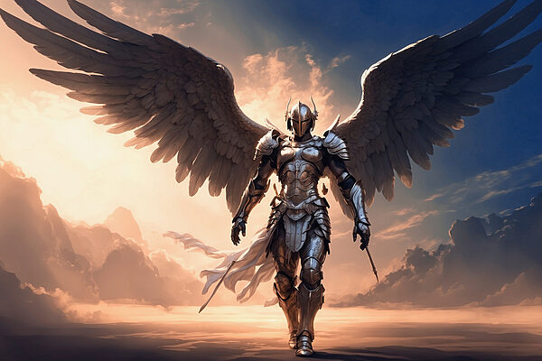 Person in armor with wings