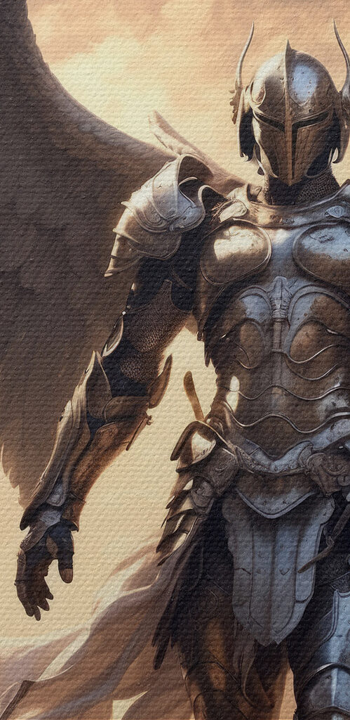 Person in armor with wings