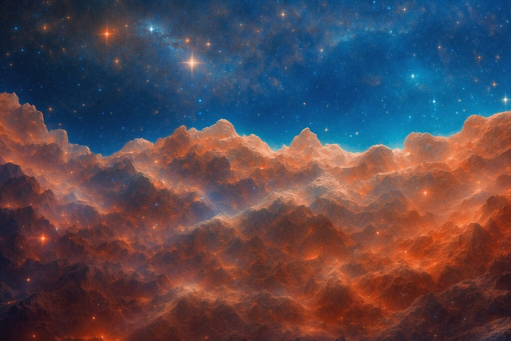 Mountain range with stars and a blue sky Mountain range with stars and a blue sky