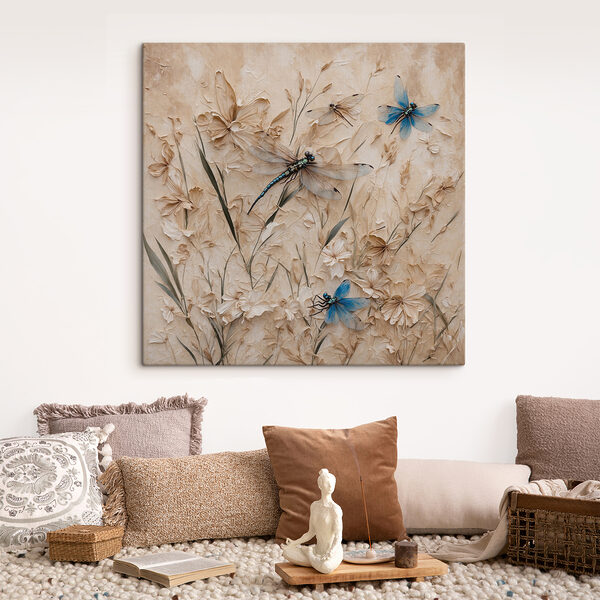 Quadri Libellule e fiori su un muro (COD: s39600) Quadri Quadri Libellule e fiori su un muro (COD: s39600)