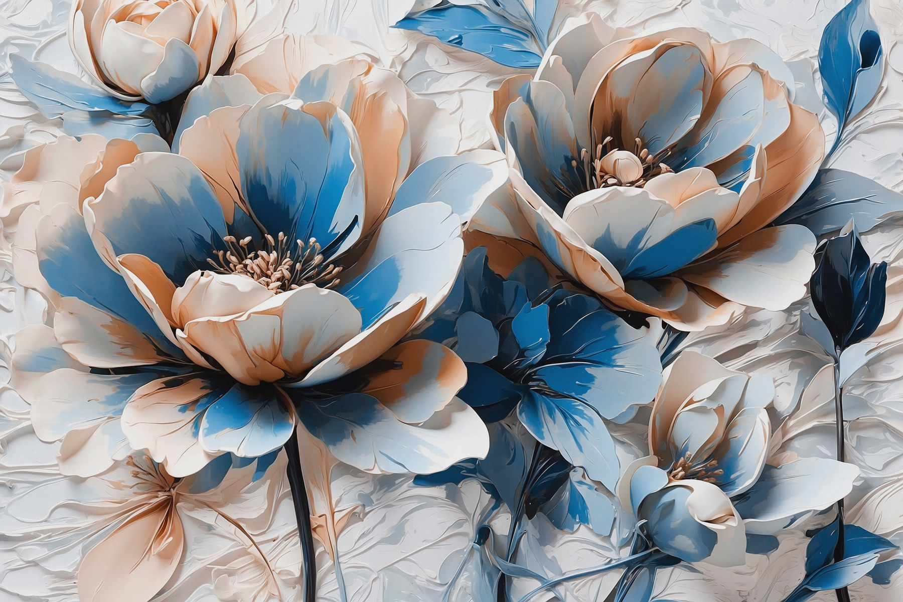 Group of blue and white flowers