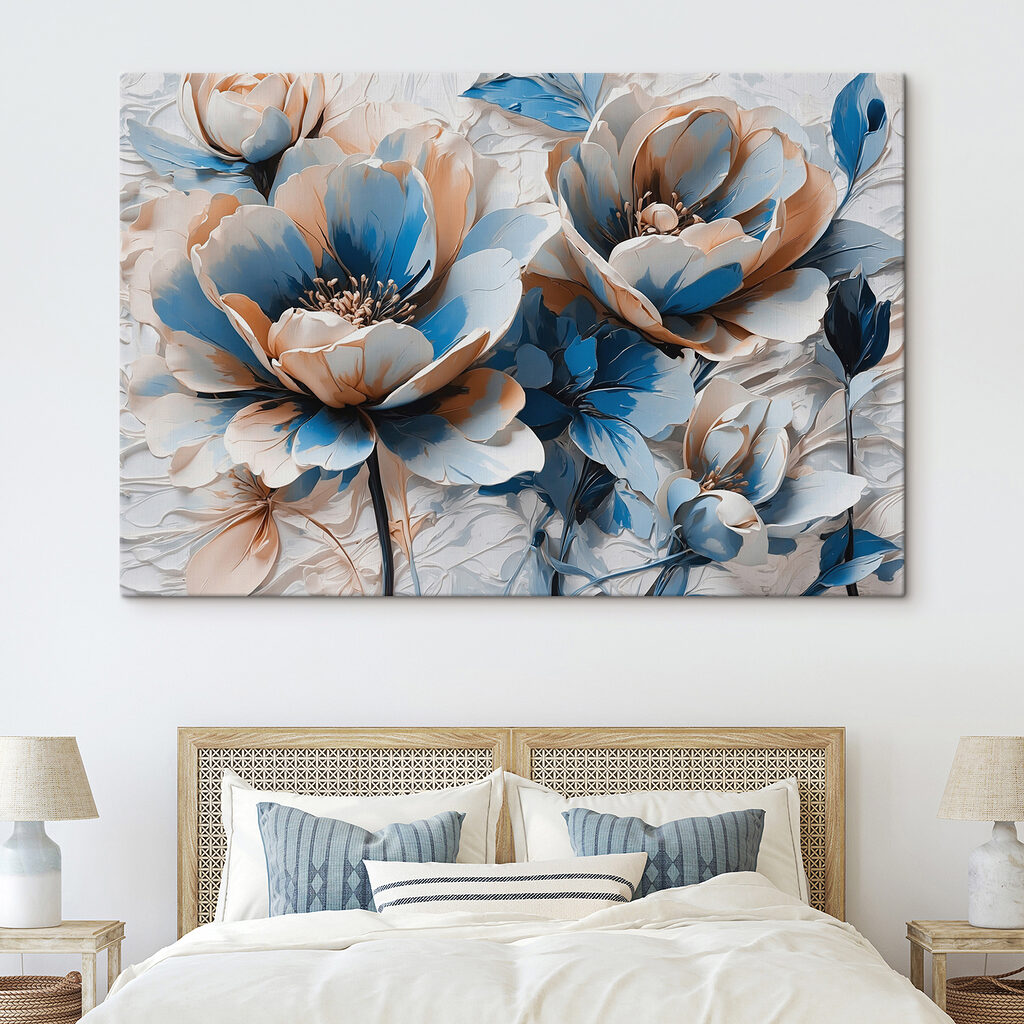 Group of blue and white flowers