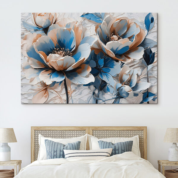 Quadri Quadri Composizione di fiori blu e bianchi (COD: s39604)