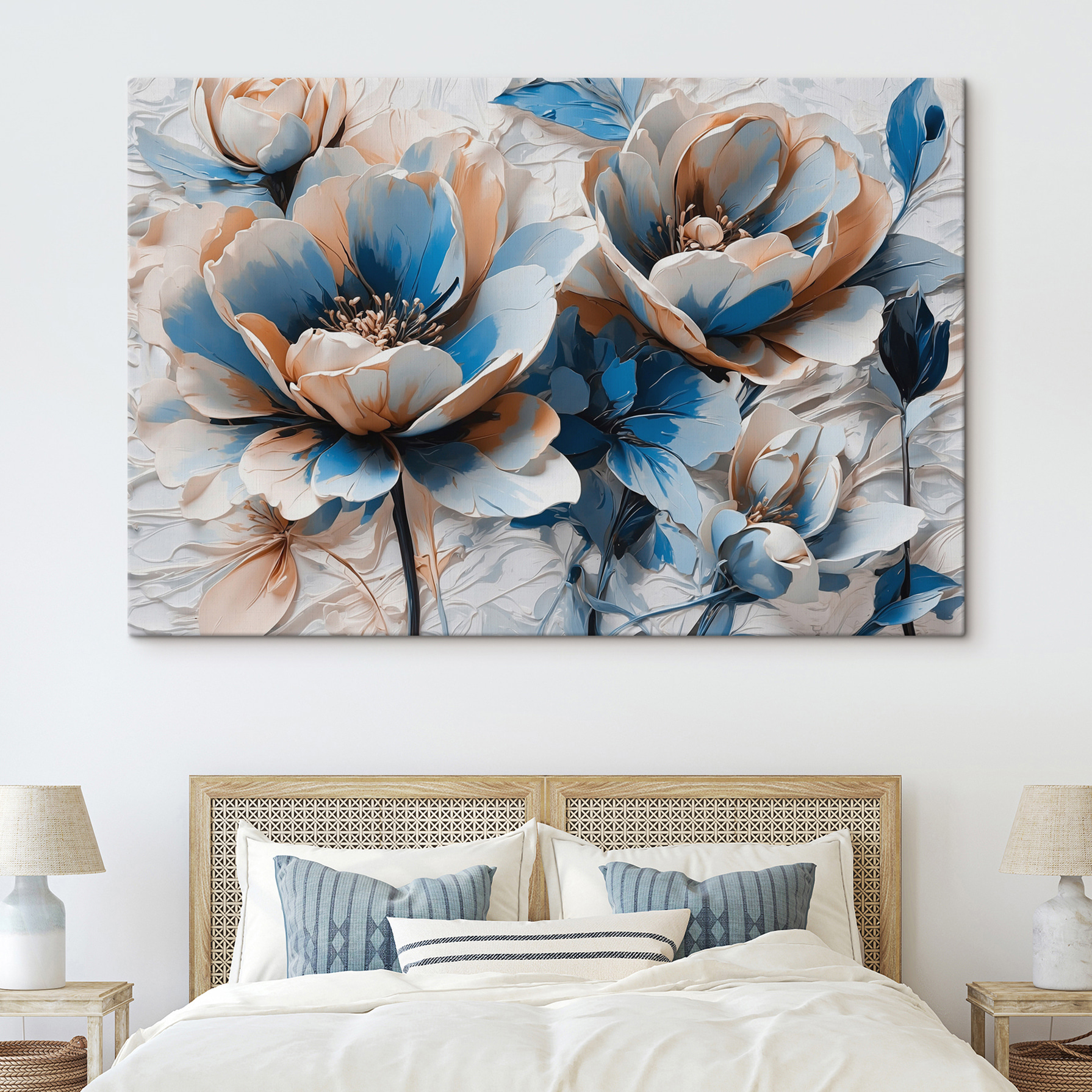 Group of blue and white flowers