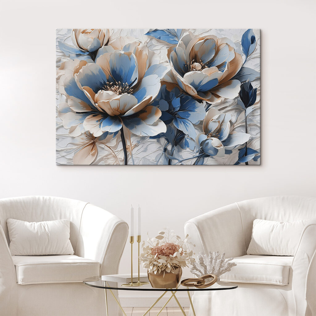 Group of blue and white flowers