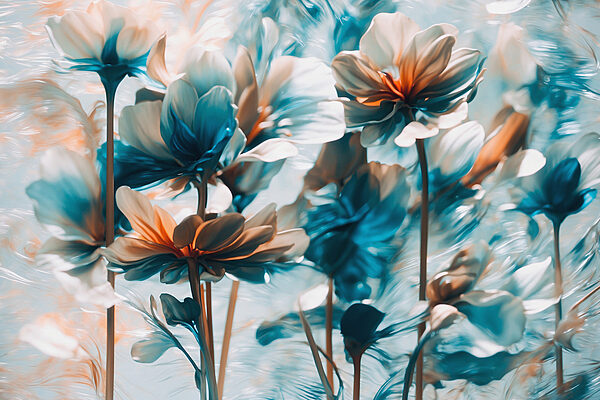 Group of flowers with blue and white petals