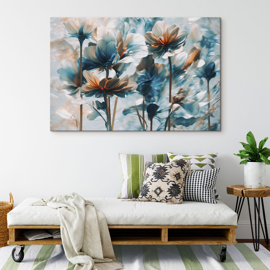 Group of flowers with blue and white petals