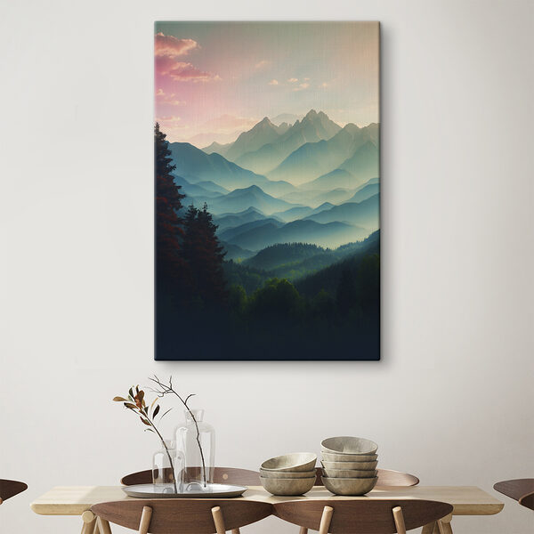 Quadri Quadri Catena montuosa con alberi e nuvole (COD: s39607)