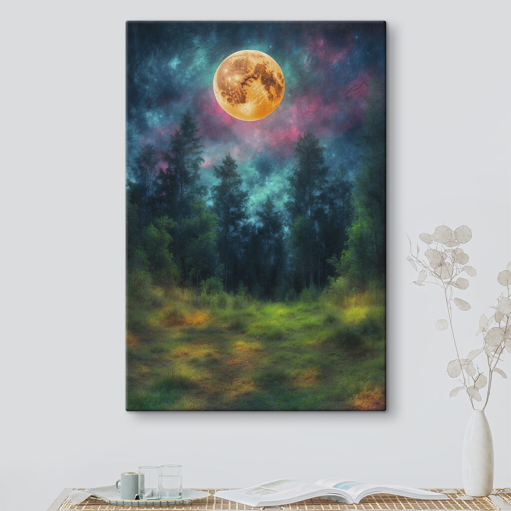Moon in the sky over a forest