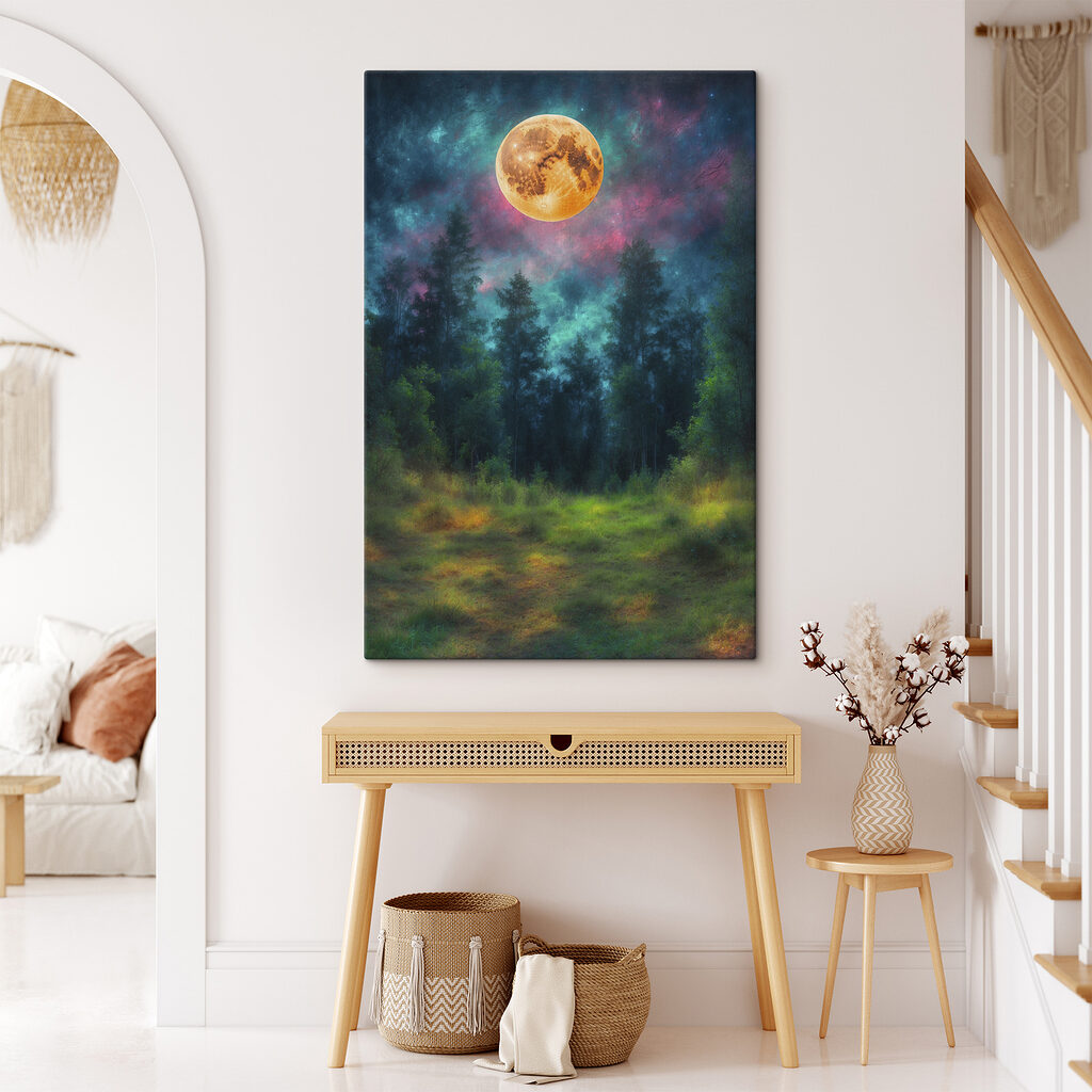 Moon in the sky over a forest