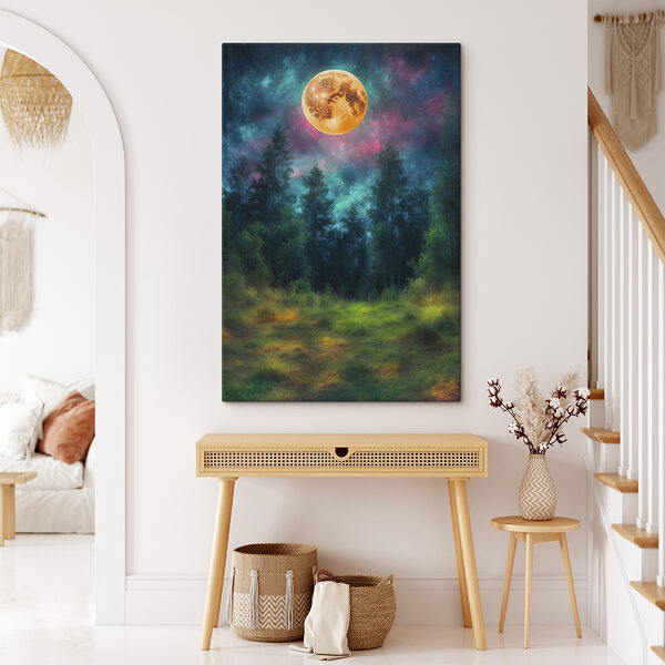 Moon in the sky over a forest