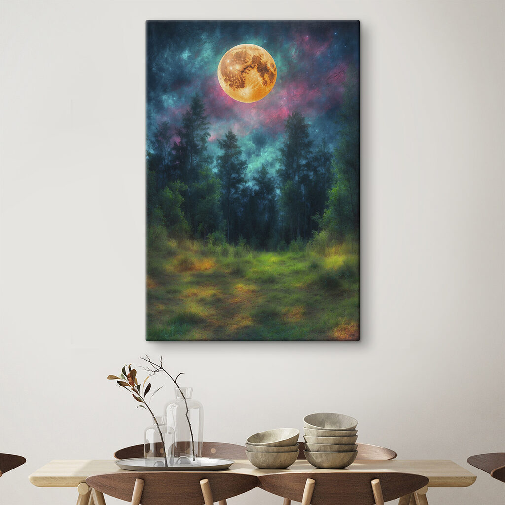 Moon in the sky over a forest