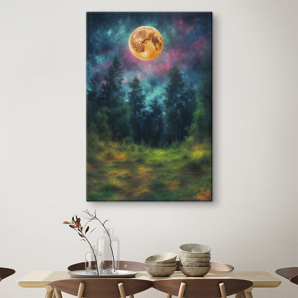 Moon in the sky over a forest