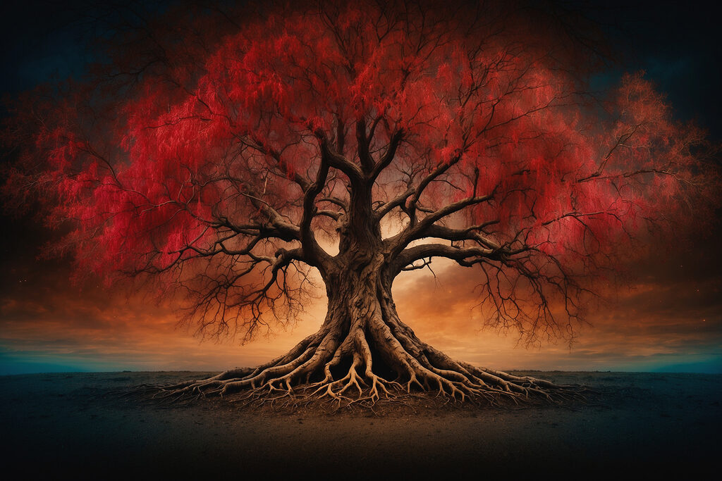 Tree with red leaves