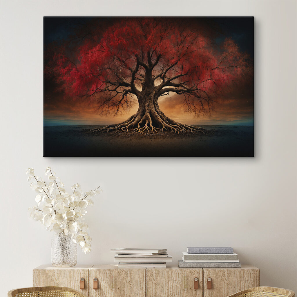 Tree with red leaves