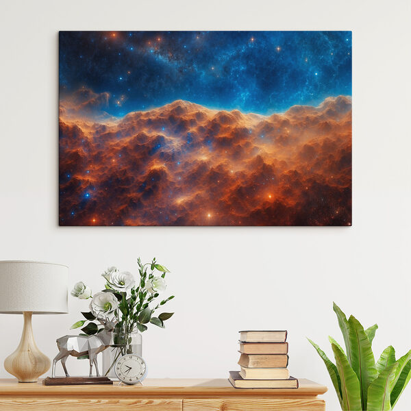 Quadri Quadri Catena montuosa con stelle e cielo azzurro (COD: s39615)