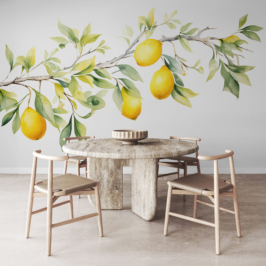 Ramo di limone con frutti gialli