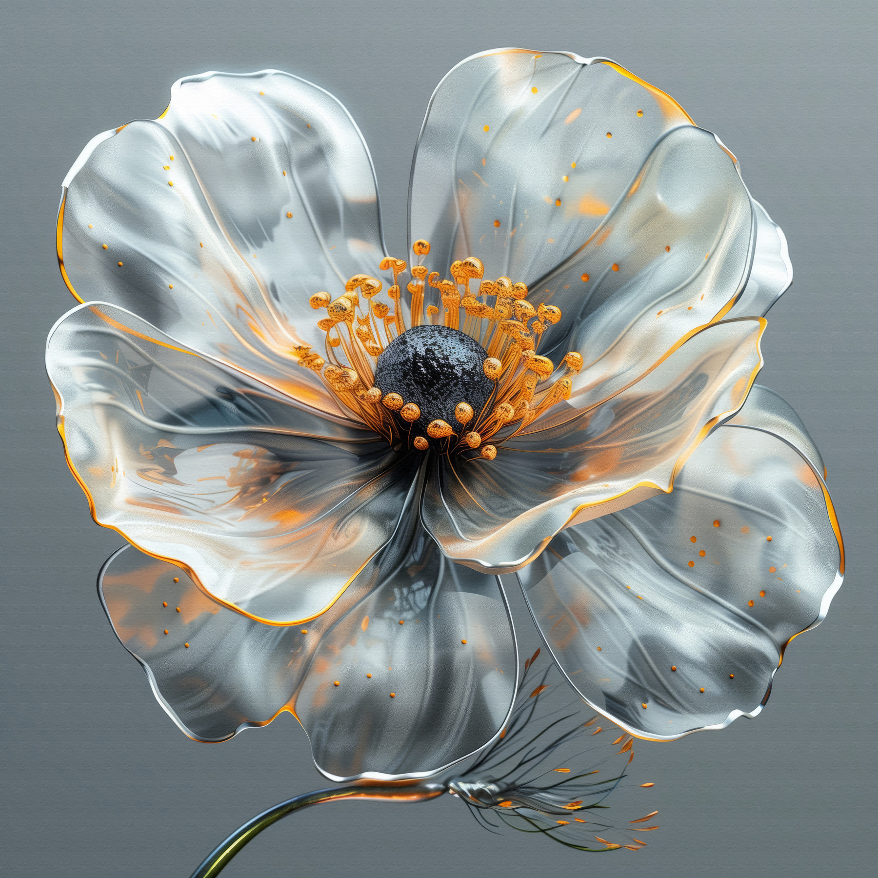 Glass flower with a yellow center Glass flower with a yellow center