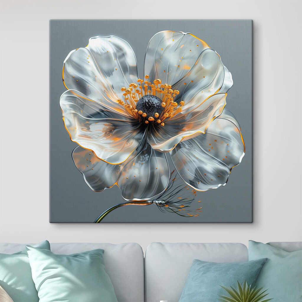 Glass flower with a yellow center Glass flower with a yellow center