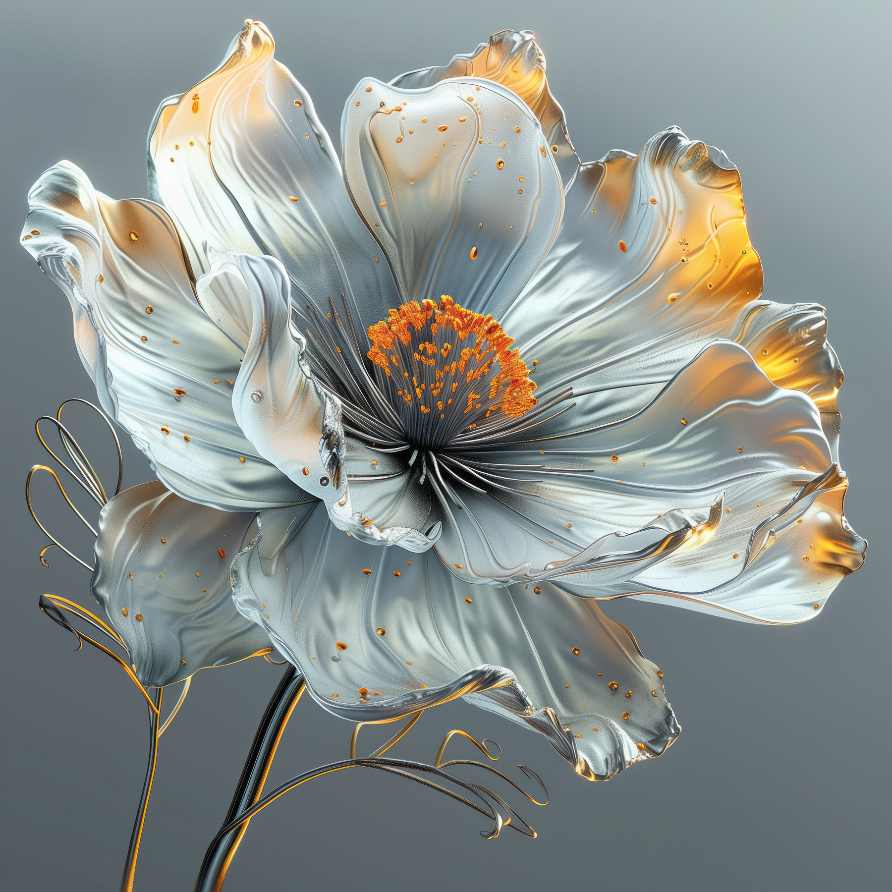 Metallic flower with orange highlights Metallic flower with orange highlights