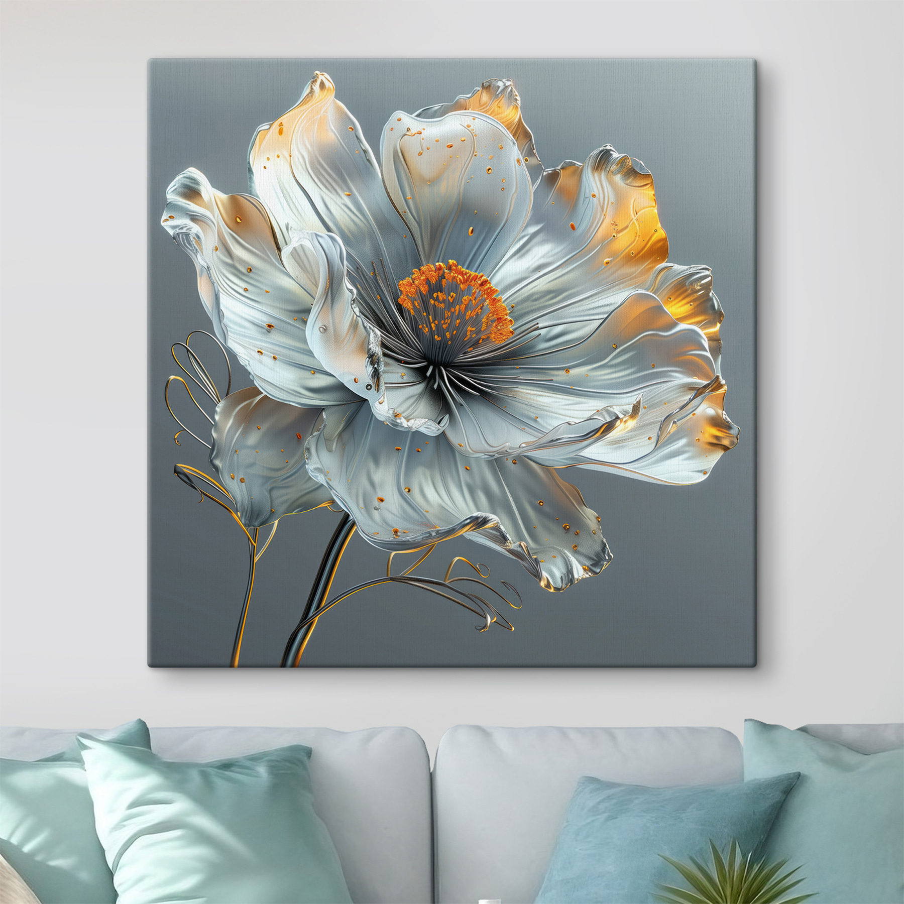 Metallic flower with orange highlights Metallic flower with orange highlights