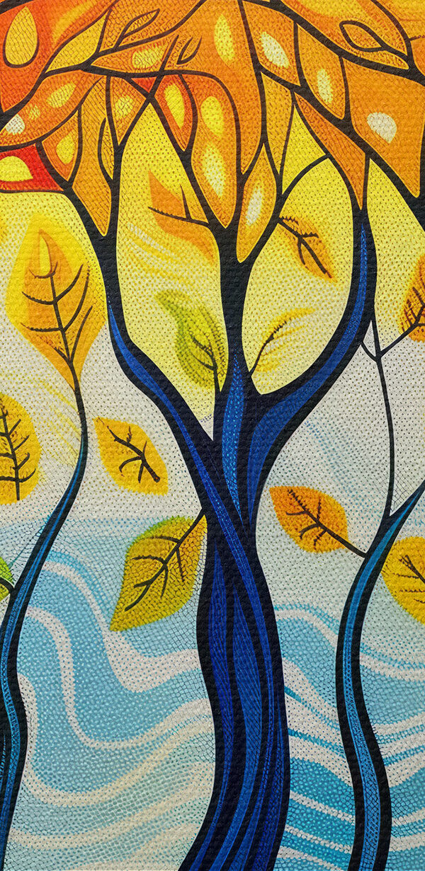 Colorful tree painting with many branches and leaves