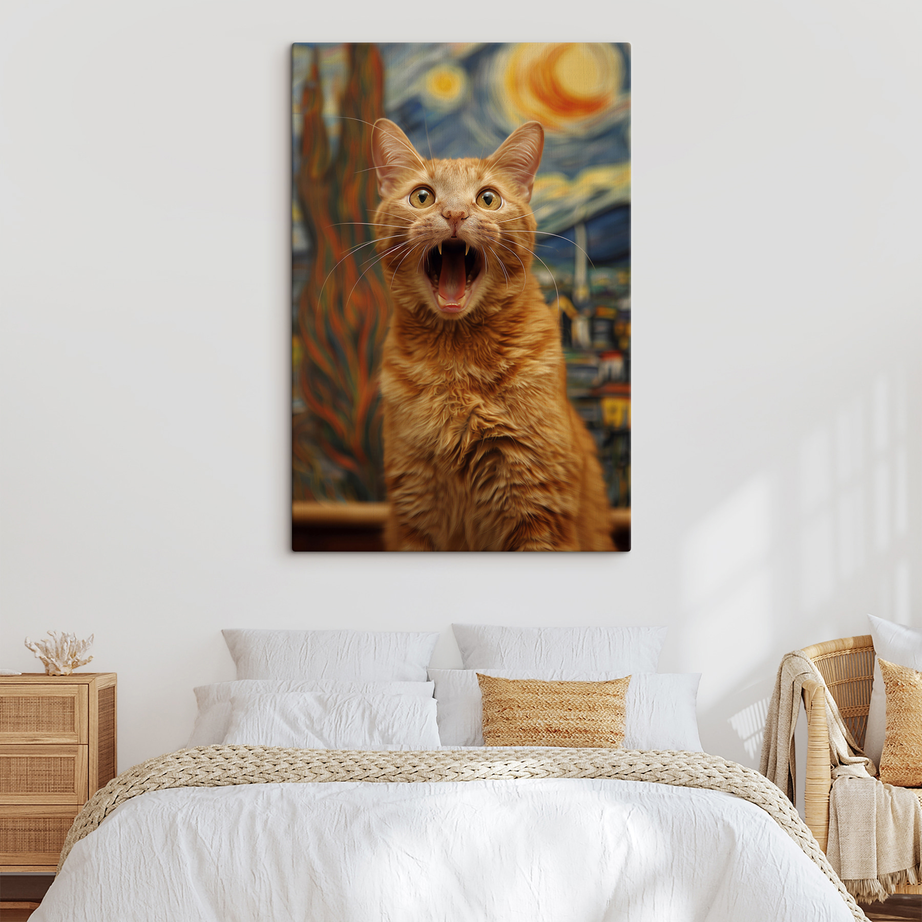 Cat with its mouth open