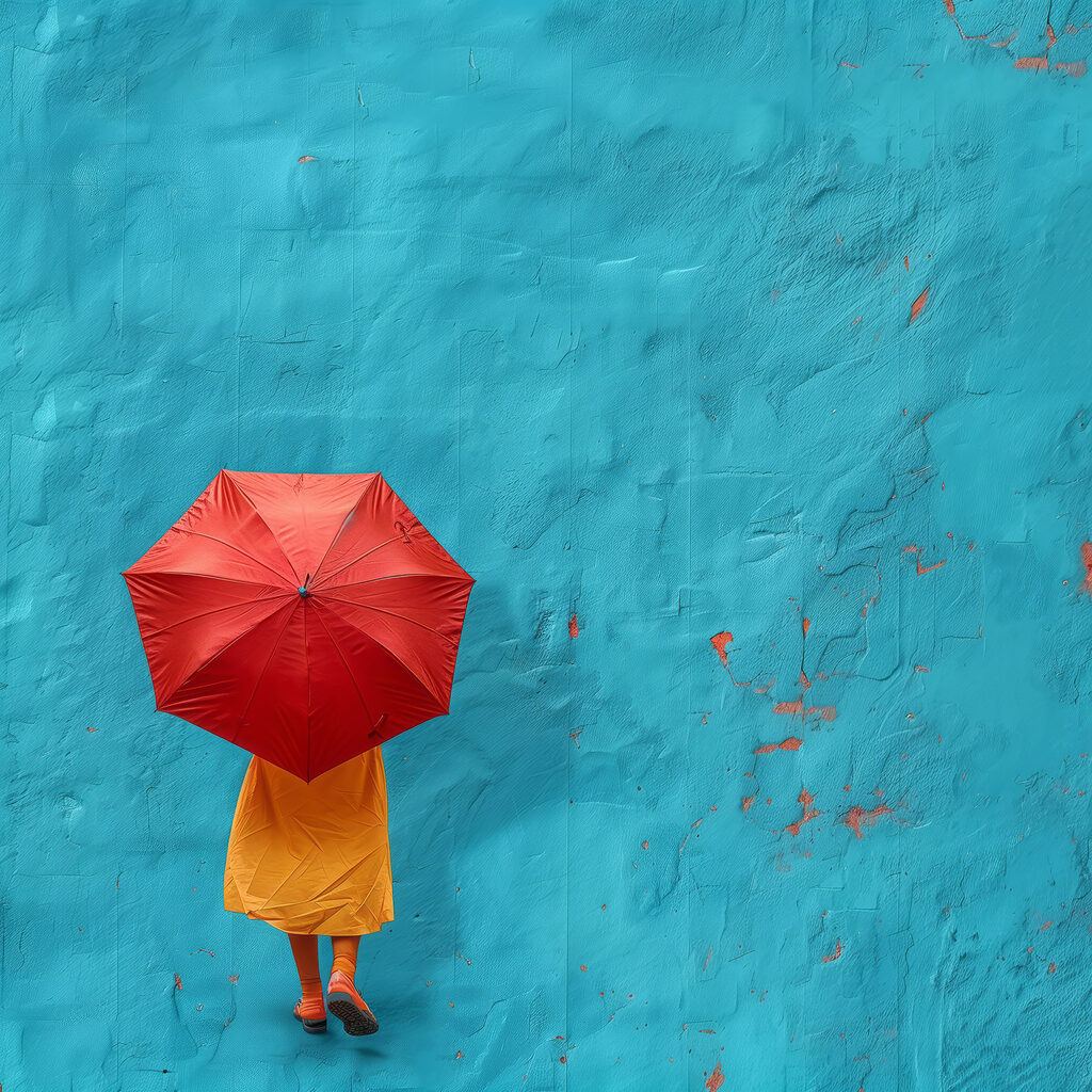 Person holding a red umbrella Person holding a red umbrella
