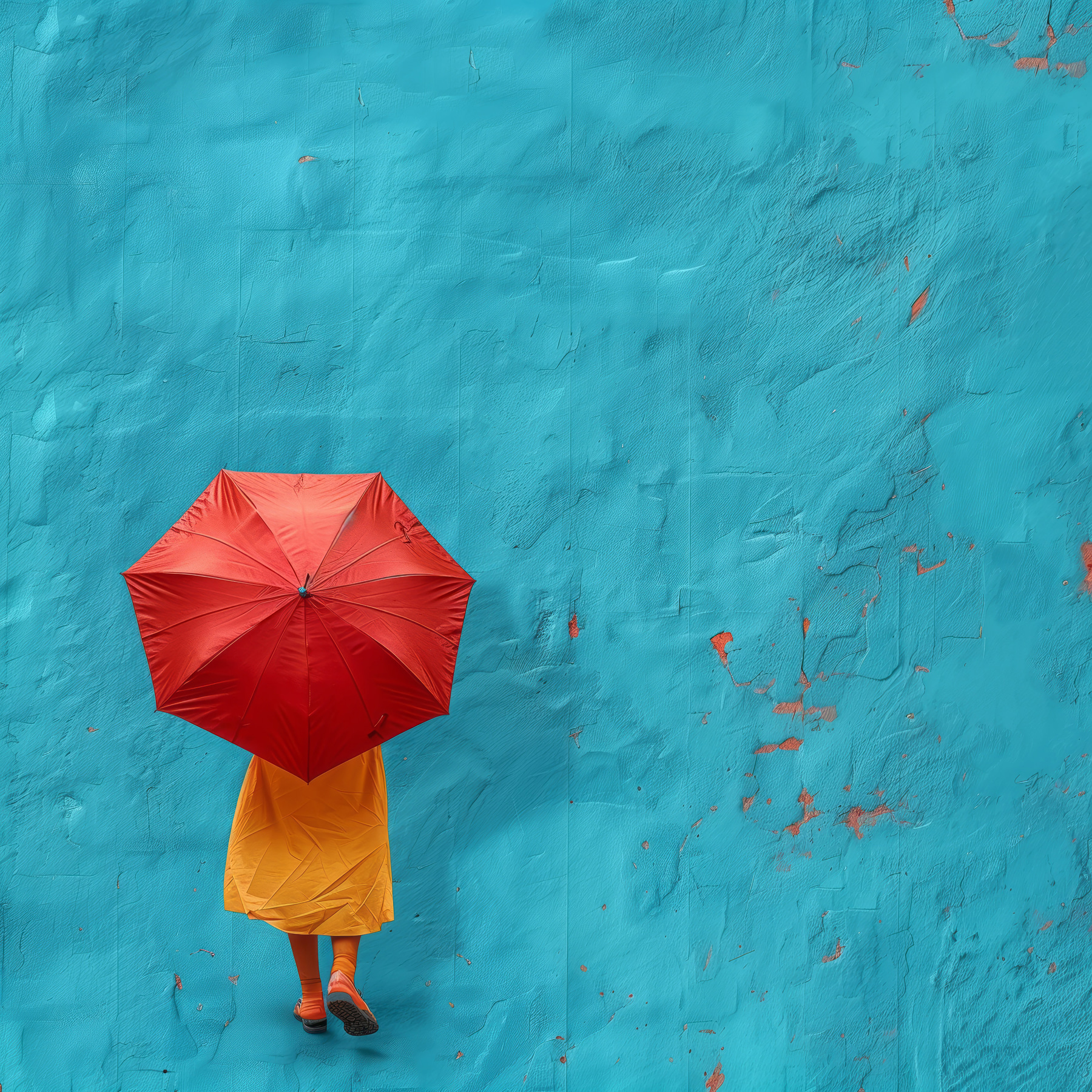 Person holding a red umbrella Person holding a red umbrella