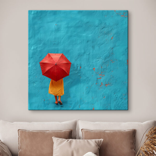 Person holding a red umbrella Person holding a red umbrella