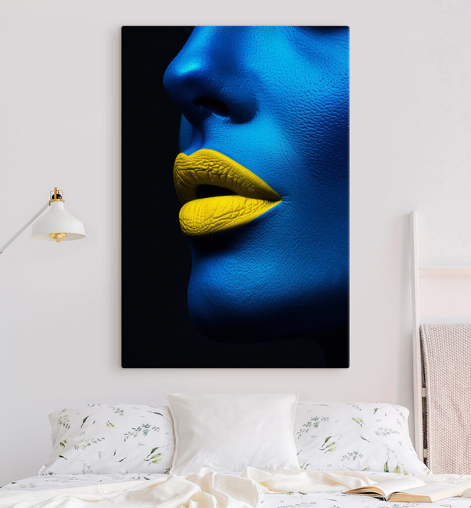 Close up of a woman's face with yellow lips Close up of a woman's face with yellow lips