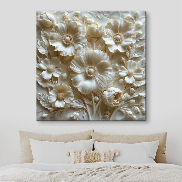Quadri Scultura di fiori bianchi con foglie e fiori (COD: s39737) Quadri Quadri Scultura di fiori bianchi con foglie e fiori (COD: s39737)
