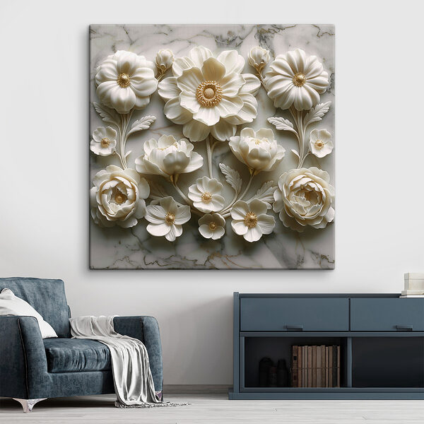 Quadri Mazzo di fiori bianchi su una superficie di marmo (COD: s39738) Quadri Quadri Mazzo di fiori bianchi su una superficie di marmo (COD: s39738)