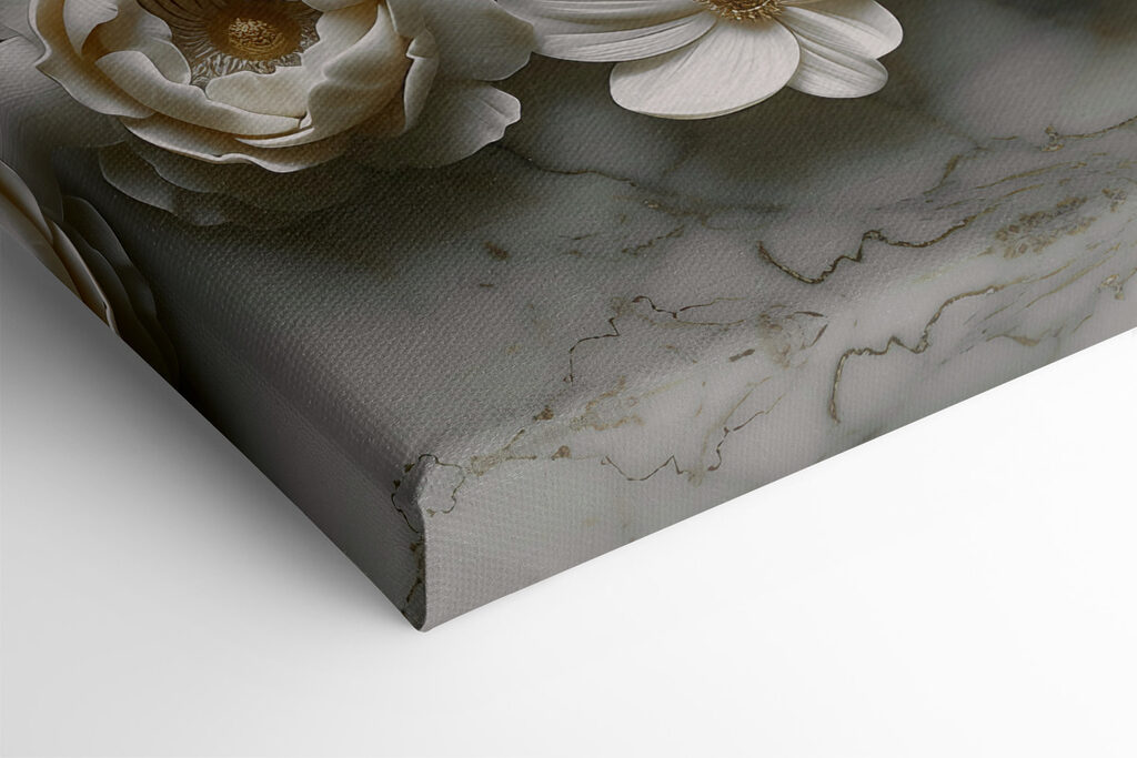 Group of white flowers on a marble surface