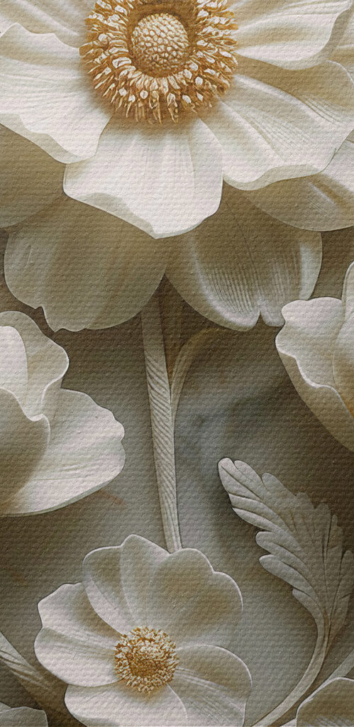 Group of white flowers on a marble surface