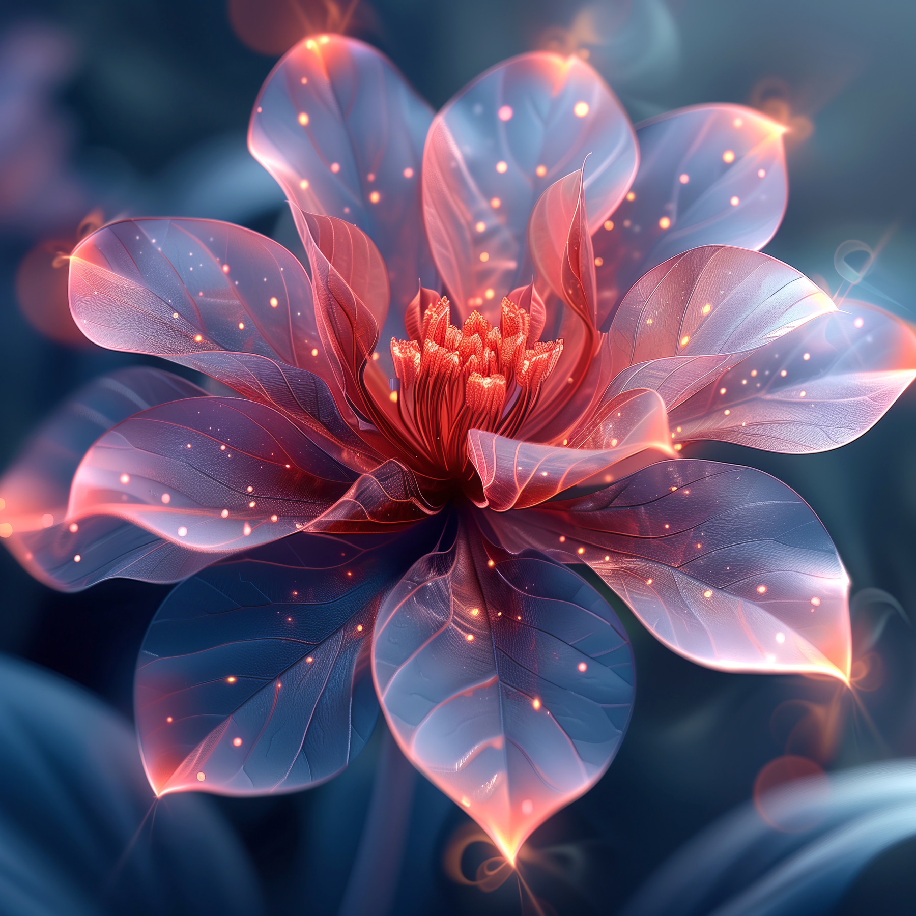 Flower with glowing petals Flower with glowing petals