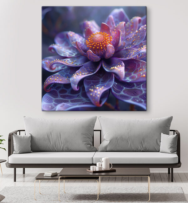 Quadri Quadri Fiore viola con puntini arancioni (COD: s39743)