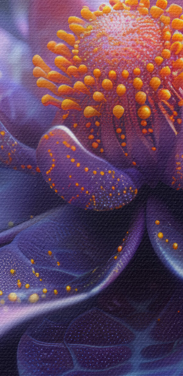 Purple flower with orange dots Purple flower with orange dots