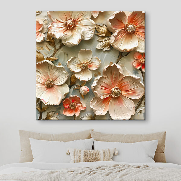 Quadri Parete decorata con fiori (COD: s39749) Quadri Quadri Parete decorata con fiori (COD: s39749)