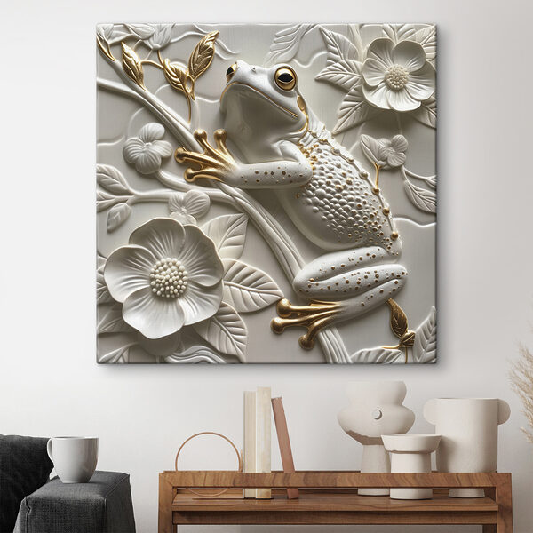 Decorative frog on floral design Decorative frog on floral design