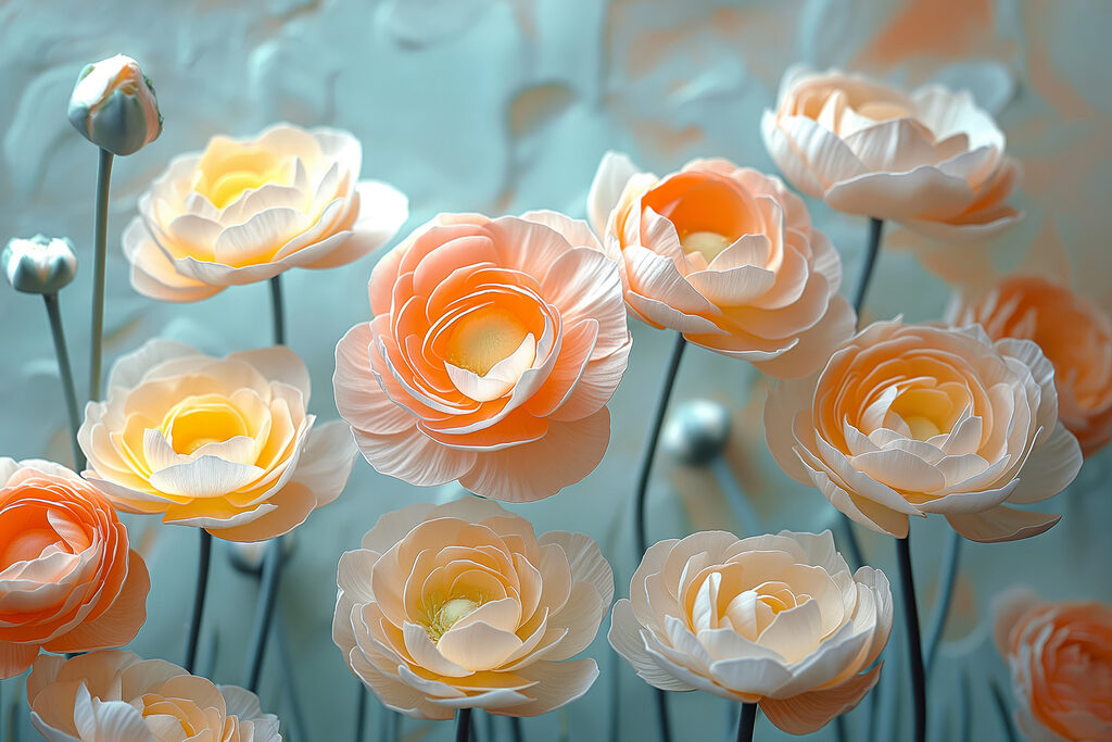 Group of white and orange flowers