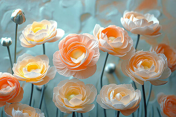 Group of white and orange flowers