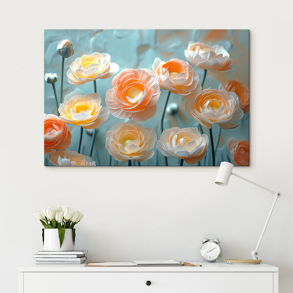 Group of white and orange flowers