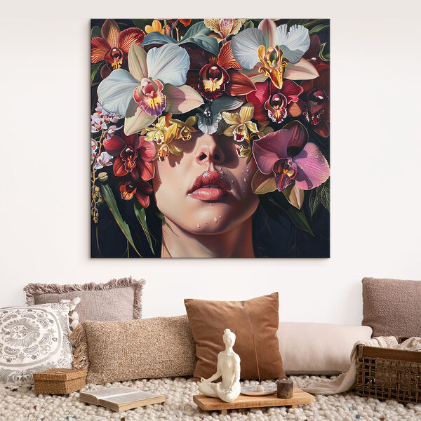 Quadri Dipinto raffigurante una donna con dei fiori tra i capelli (COD: s39229) Quadri Quadri Dipinto raffigurante una donna con dei fiori tra i capelli (COD: s39229)