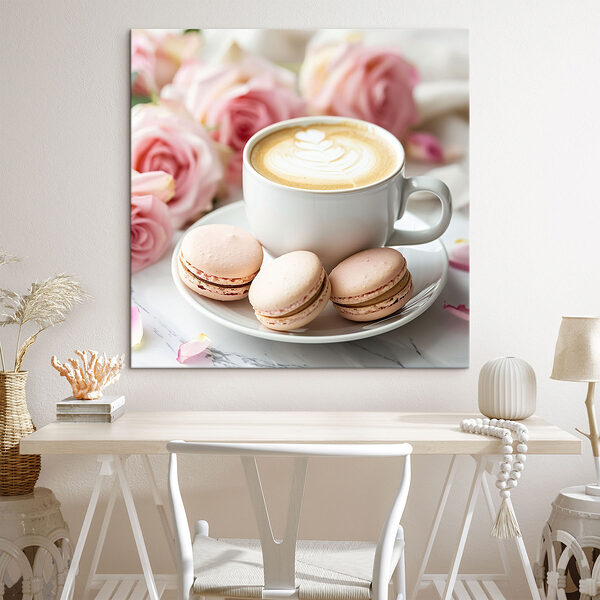 Quadri Quadri Una tazza di caffè e dei biscotti su un piatto (COD: s39232)